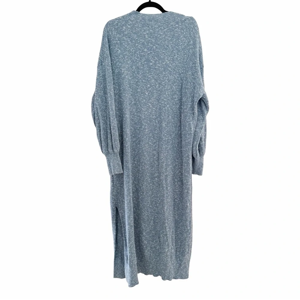 FREE PEOPLE BEACH Marled Long Sleeve Maxi Knit Crewneck Blue Dress Sz S - Picture 3 of 7